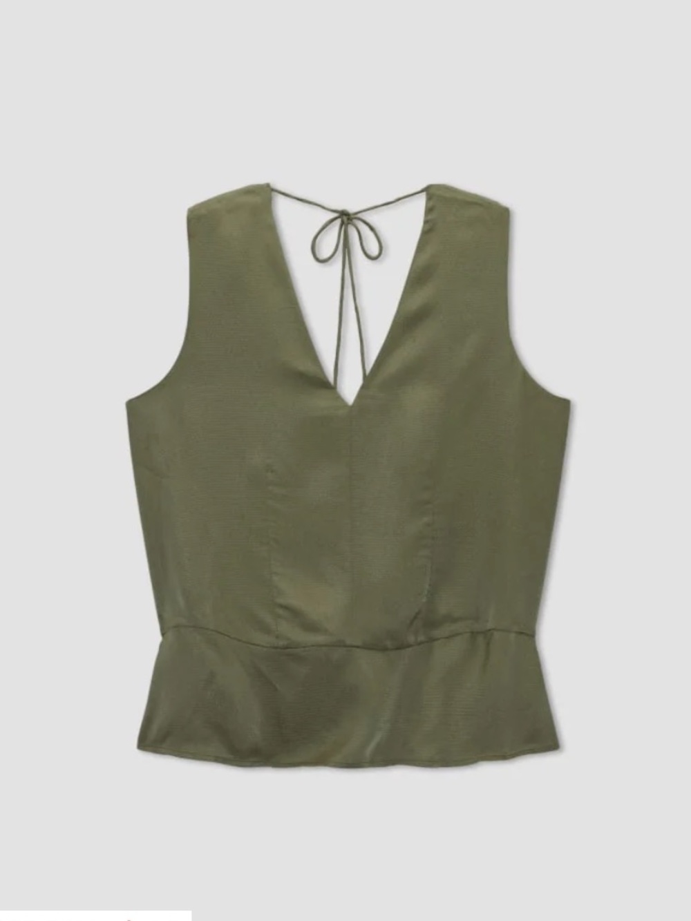 Everlane The Satin V-Neck Top NWT Medium Kalamata Green Sleeveless Blouse